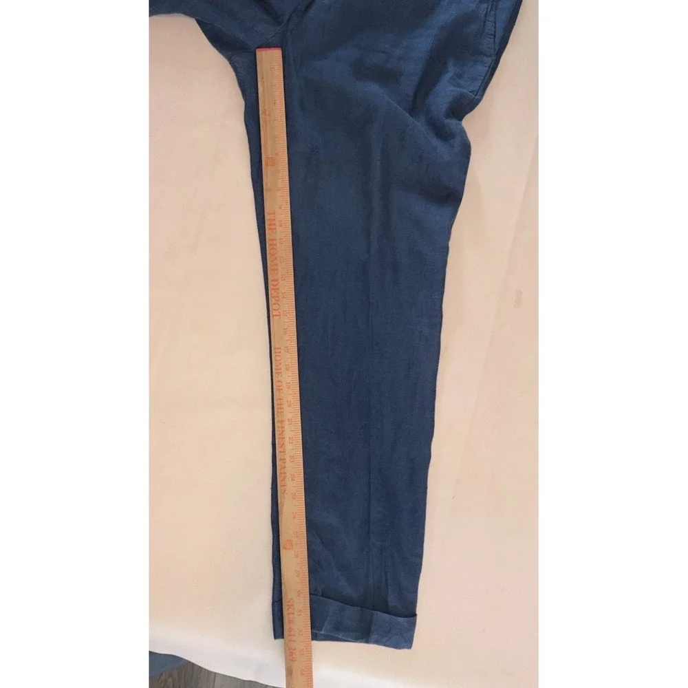Polo Ralph Lauren Mens 40x32 Linen Suit Trouser Pants Blue Cuffed Flat Front